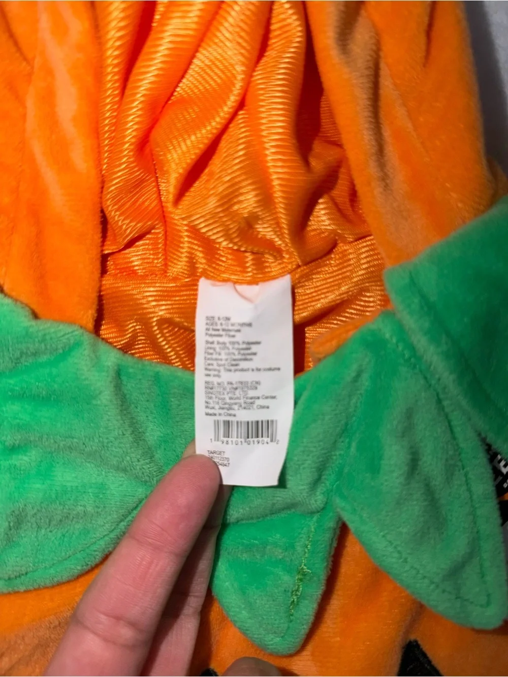 NWT Target Brands Kids Orange Pumpkin Hoodie Costume Jack-O'-Lantern Hole / Face